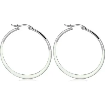 Náušnice 40mm – Ocelové náušnice s bílou přední stranou