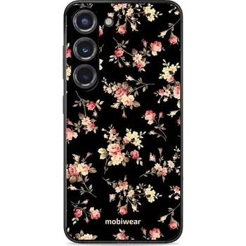 Telefonní příslušenství Lesklý kryt Mobiwear Glossy - Samsung Galaxy S23 - G039G - Květy na černé (Prémiové lesklé pouzdro, obal, kryt Mobiwear Glossy na mobil Samsung Galaxy S23 - G039G - Květy na černé, materiál Plast + TPU silikon - krytí po všech stranách, neošoupatelný)