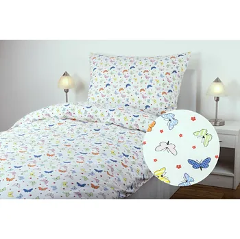 Povlečení JAN peří Luxusní bavlněné povlečení - renforcé - motýlci barevní - Luxusní bavlněné povlečení - renforcé - motýlci barevní - souprava povlečení 70x90 + 140x200