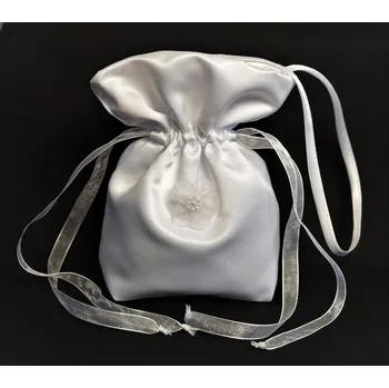 Svatební dekorace Šatoli.cz Bílá svatební taštička s monofilovým květem