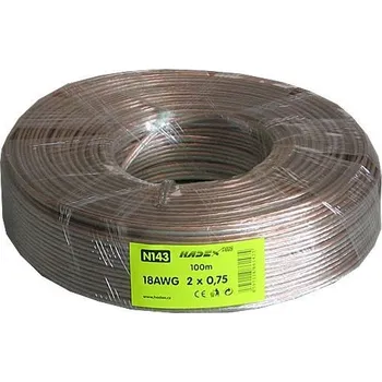 Síťový kabel Dvojlinka 2x0,75mm2 CU, 18AWG,průhledná, balení 100m