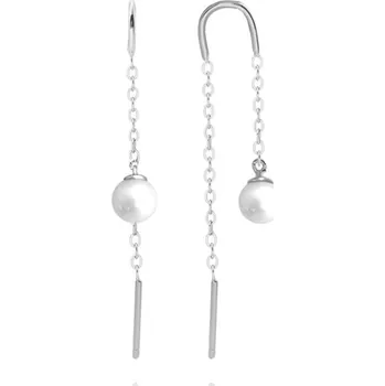 Náušnice Stříbrné protahovací visací náušnice s přírodními perlami