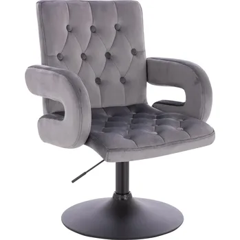 Otočné křeslo Velen velur na černém talíři - šedé