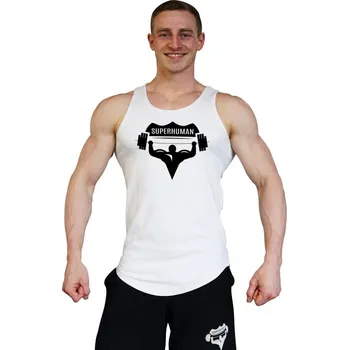 Pánské tílko Tílko Superhuman velké logo - oblé/bílé Bílá XXL černý