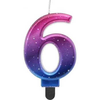 Dortová svíčka Svíčka na dort č. 6, metalická, NOČNÍ OBLOHA, 8 cm