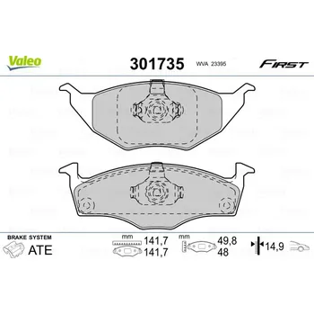 Brzdová destička Sada brzdových destiček, kotoučová brzda VALEO 301735
