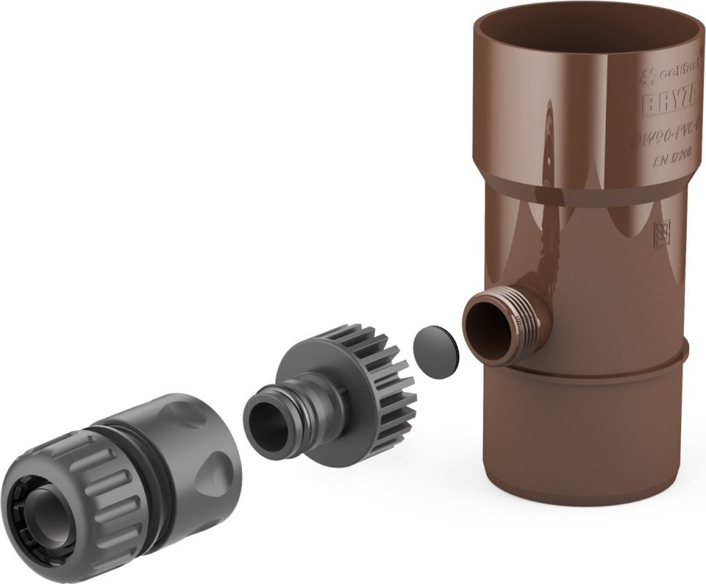BRYZA Sběrač dešťové vody Ø 63 mm se závitem 3/4", Hnědá RAL 8017