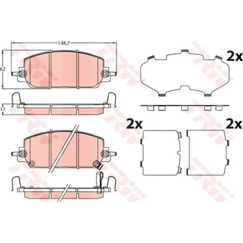 Brzdová destička Sada brzdových destiček, kotoučová brzda TRW GDB2244