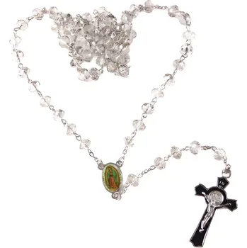 Růženec Miranda Skleněný růženec Black Cross S004