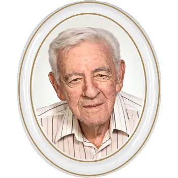 Smuteční dekorace Keramické foto na hrob, ovál reliéfní okraj, 7 x 9 cm, barevný, 2 zlaté