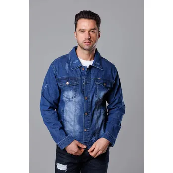 Pánská bunda Tmavě modrá pánská džínová bunda (MJ525BS) odstíny modré XL