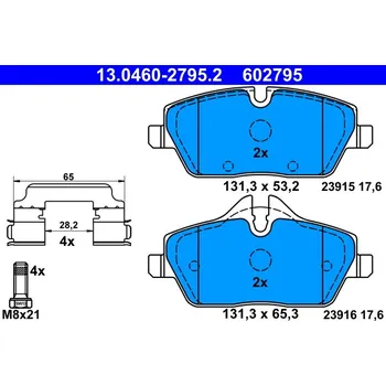 Brzdová destička Sada brzdových destiček, kotoučová brzda ATE 13.0460-2795.2