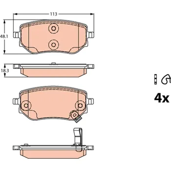 Brzdová destička Sada brzdových destiček, kotoučová brzda TRW GDB2270