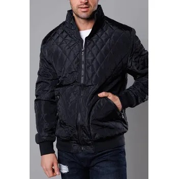 Černá pánská prošívaná bunda se stahovacími lemy (58M13083-392) odstíny černé XXL