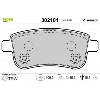 Brzdová destička Sada brzdových destiček, kotoučová brzda VALEO 302101