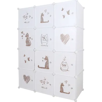 Dětská skříň Tempo Kondela Kitaro 107 x 142 x 47 cm bílá/hnědý vzor