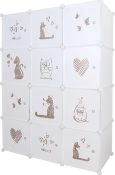 Dětská skříň Tempo Kondela Kitaro dětská modulární skříň bílá/hnědý vzor