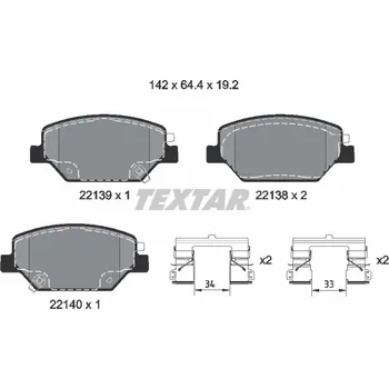 Brzdová destička Sada brzdových destiček, kotoučová brzda TEXTAR 2213901