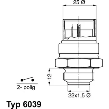 Teplotní spínač, větrák chladiče BORGWARNER 6039.95D