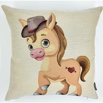 Dekorativní polštářek BYTEMA Gobelínový povlak na polštář KONÍK 45 x 45 cm