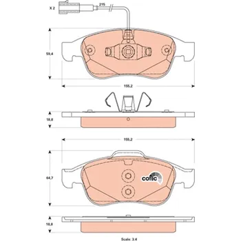 Brzdová destička Sada brzdových destiček, kotoučová brzda TRW GDB1873