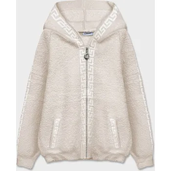 Dámský kabát Světle béžový přehoz přes oblečení ála alpaka s kapucí (B6001-51) odstíny béžové S (36)