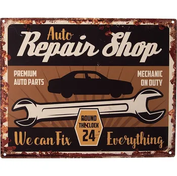 Plechová cedule Nástěnná kovová cedule Auto Repair Shop - 25*1*20 cm