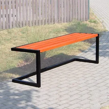 Zahradní lavice Parková lavice London bez opěradla, kovová konstrukce s dřevěnými latěmi odstín mahagon, délka 1,58 m