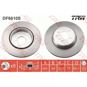 Brzdový kotouč Brzdový kotouč TRW DF6610S