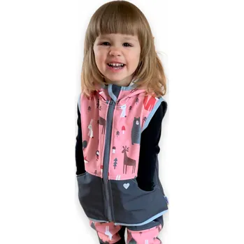Chlapecká vesta Vyrobeniny Dětská softshellová vesta - růžová se zvířátky 98 - 104