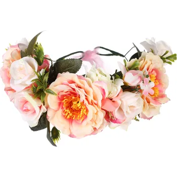 Ozdoba do vlasů B-TOP Květinový věneček do vlasů - smetanová/ růžová