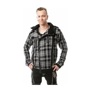 Rocková bunda pánská šedá kostkovaná