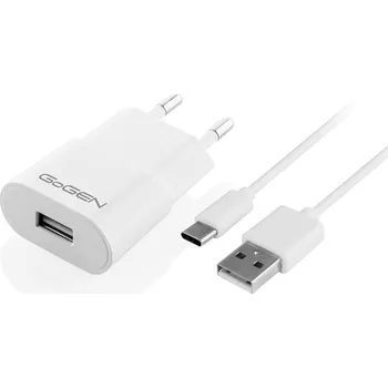 Nabíječka do sítě GoGEN ACH 103 CC,1x USB 1A + USB-C kabel 1m - bílá