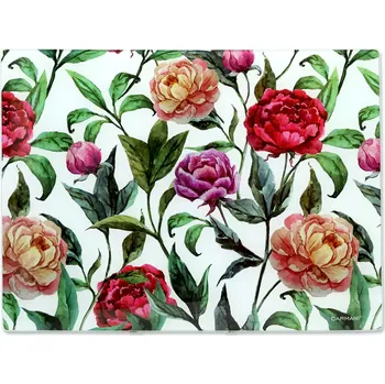 Kuchyňské prkénko Carmani® Carmani - Skleněné krájecí prkénko, Květy - 40*30 cm