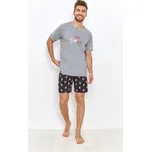 Pánské pyžamo 2893-Relax, krátký rukáv, šedý melír, vel. M