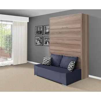 Postel Nabytekmorava Sklápěcí postel s pohovkou VS 21058P, 200x120 cm barevné kombinace: Dub sonoma tmavý / dveře dub sonoma tmavý, barva pohovky: Savana modrá