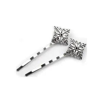 Sponka do vlasů stříbrná s filigránovými lístky