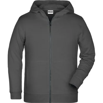 Chlapecké oblečení Daiber Dětská Bio mikina s kapucí na zip Zip Hoody JN8026K Barva: Grafitová, Velikost: XL 146/152