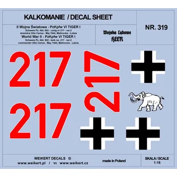 Plastikový model 1/16 TIGER I - Otto Carius '217' Schw. May 1944