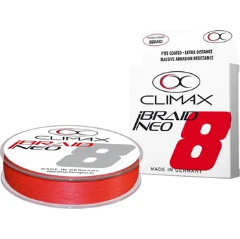 Rybářská šňůra CLIMAX - Přívlačová šňůra iBraid Neo Fluo Red 0,12 mm 8,5 kg 135 m
