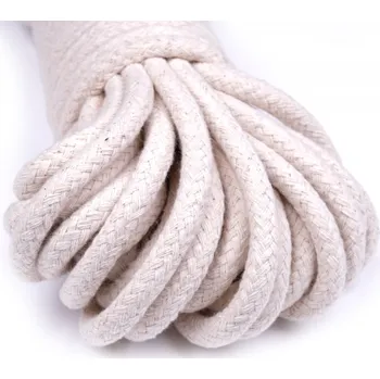 Svatební dekorace Šnůra pletená BAVLNA režná 8mm (20m/ks)