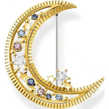 Brož THOMAS SABO brož Moon with coloured stones gold X0283-959-7