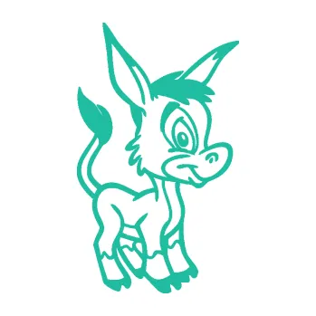 Samolepící dekorace SAMOLEPKA Osel 006 pravá (25 - tyrkysová) NA AUTO, NÁLEPKA, FÓLIE, POLEP, TUNING, VLASTNÍ TEXT, TISK, AUTOSAMOLEPKY.cz, POLEPY, OBRÁZEK, LOGO, SAMOLEPKY