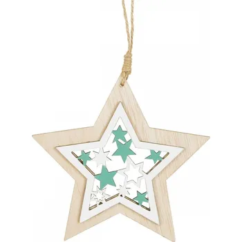 Vánoční dekorace Hvězda závěs dřevěný 11x11cm