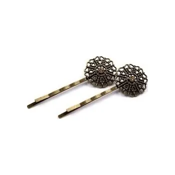 Sponka do vlasů mosazná s filigránovým květem