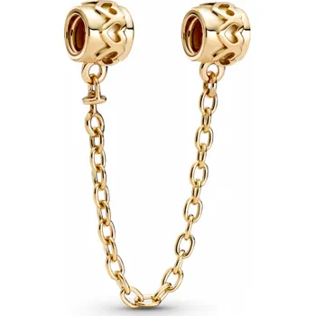 Řetízek PANDORA zlatý bezpečnostní řetízek se srdíčky 759519C00-05