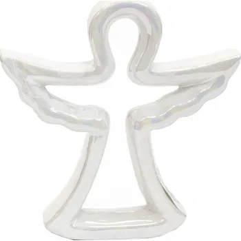 Velikonoční dekorace Anděl ker. bílý perleť 15x3x16 cm