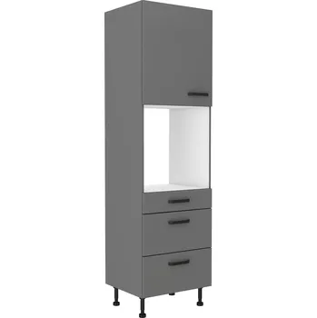Kuchyňská linka Vysoká skříňka na vestavnou troubu Nessa 60 DPS-215 3S1F - Premium Box Barva korpusu: Antracit, Barva dvířek: Antracit