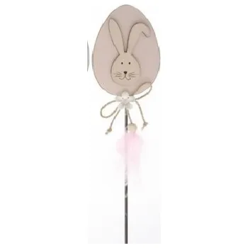 Velikonoční dekorace Zápich dřevěné vajíčko se zajíčkem růžové