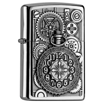 ZIPPO chrom pol. Plakette "Pocket Watch" 2004742
